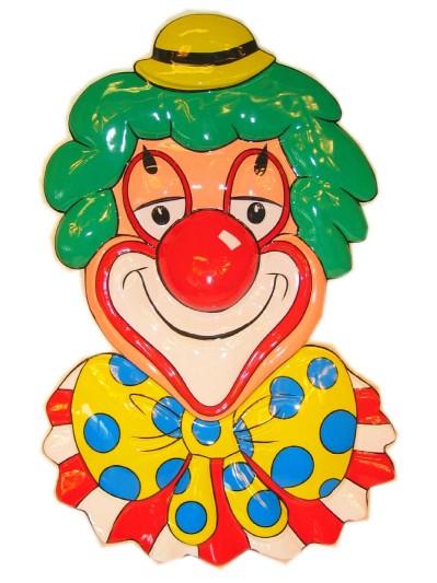 Wanddeco clownshoofd met een geel hoedje