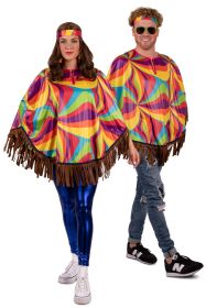 Hippie Verkleed Poncho Multi Kleuren