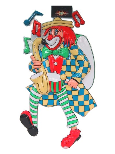 Wanddeco clown met saxofoon