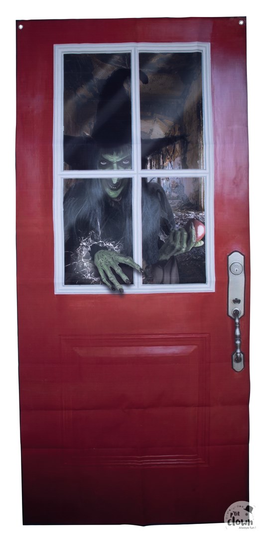 Halloween Deurdeco Creepy Witch 180x80 cm