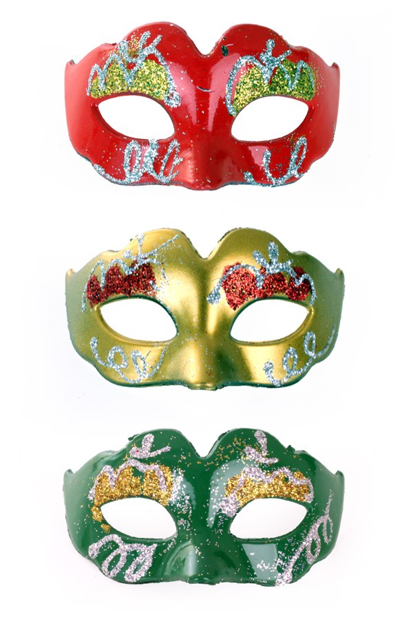 Decoratie Mini Oogmaskertjes Rood-Geel-Groen