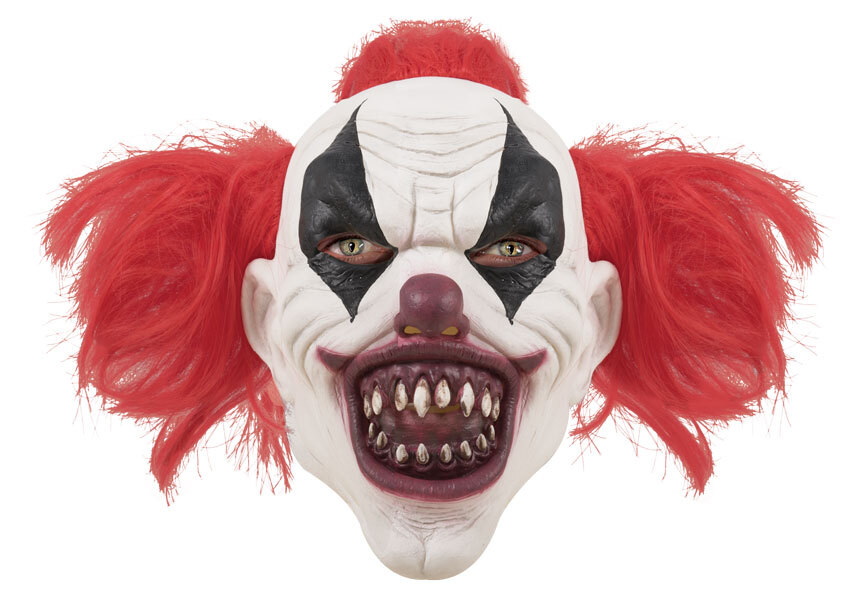 Halloween Latex Verkleedmasker Killer Clown met Rood Haar