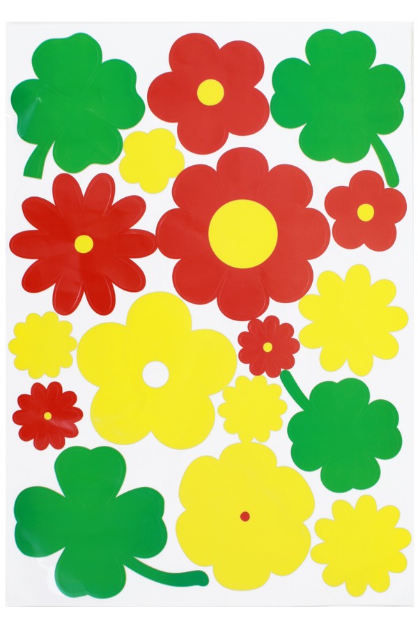 Zelfklevende Sticker Bloemen Rood-Geel-Groen