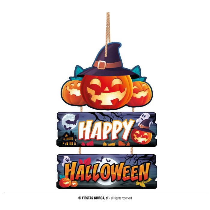 Welkomstbord Happy Halloween Pumpkins 35x20 cm