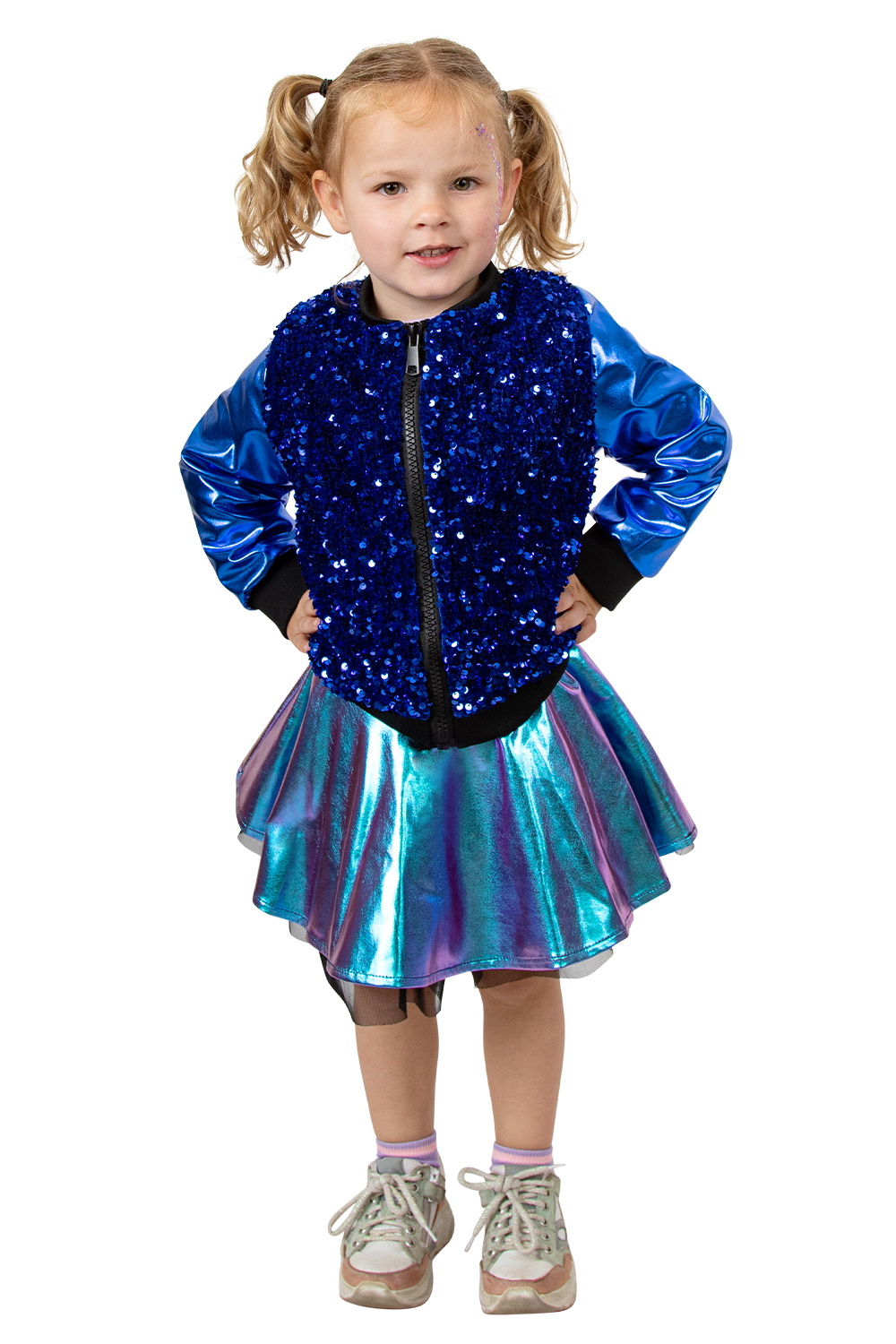 Kids Themafeest Verkleedjasje Pailletten Metallic Blauw