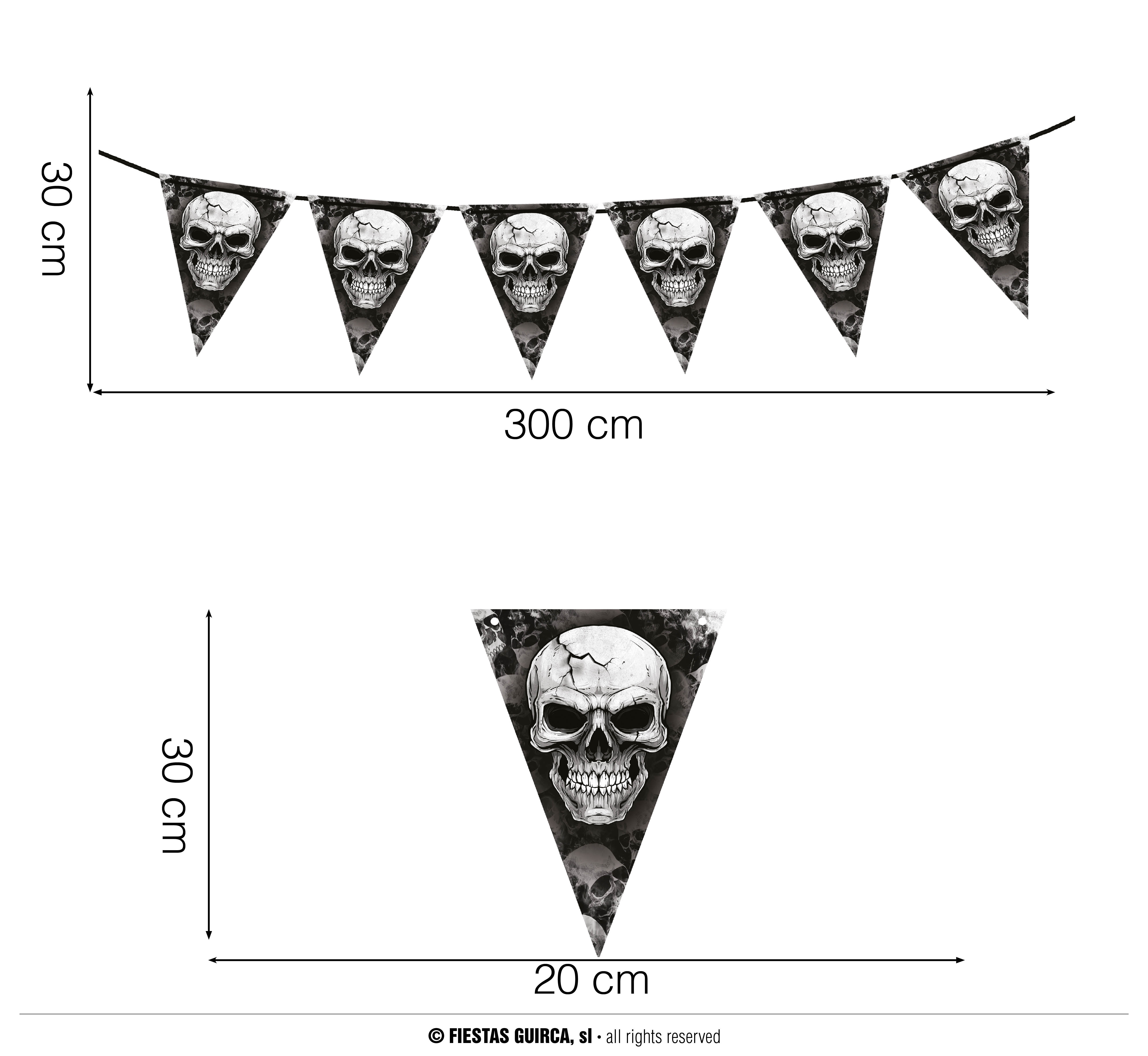 Papieren Vlaggenlijn Halloween Skulls 300 cm