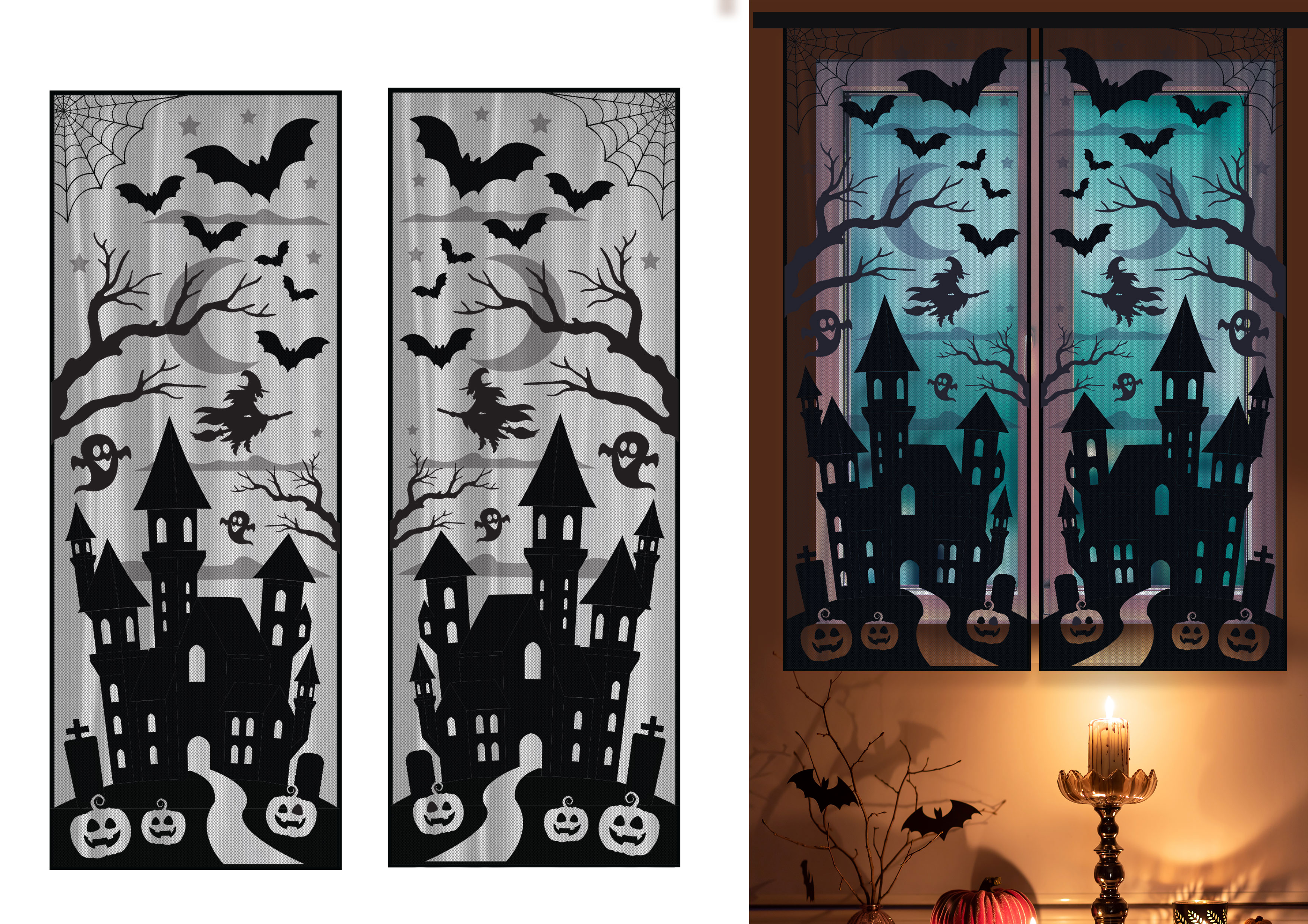 Halloween Raamdecoratie Spookhuis 102x213 cm                           