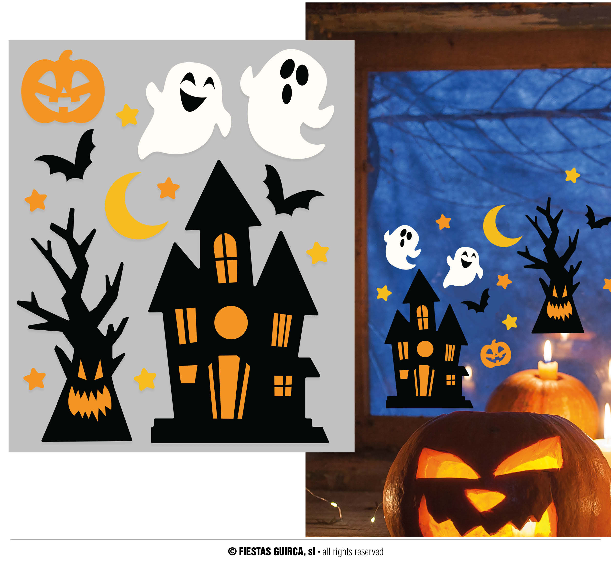 Halloween Gel Stickers Spookhuis 20x25 cm                       